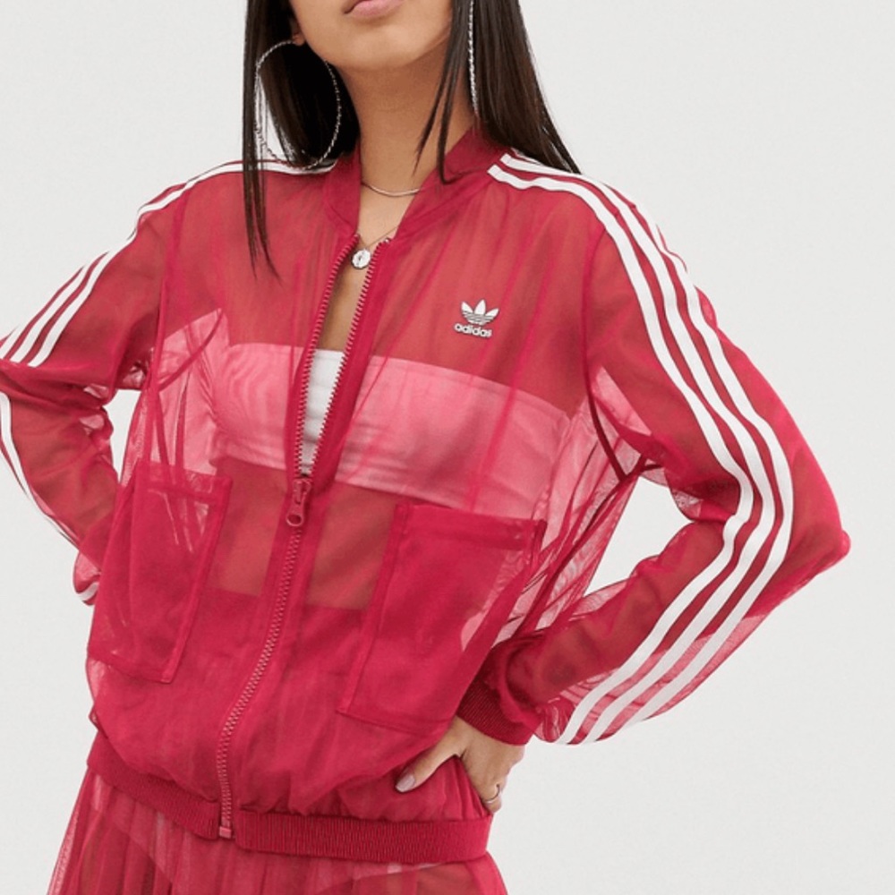 Adidas pink tulle 3 stripe jacket